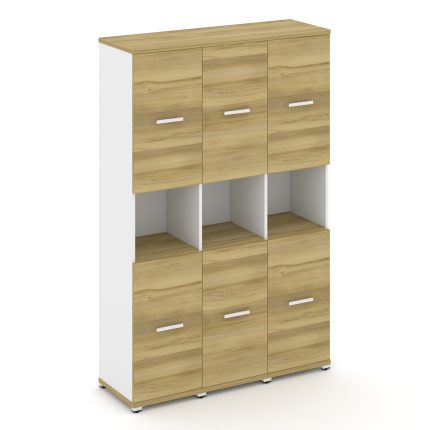 Concept Шкаф 3 узкие секции, 5 ниш CN.STU-533 W Дуб Винченцо/Белый Бриллиант/Металл Белый 1252*420*1