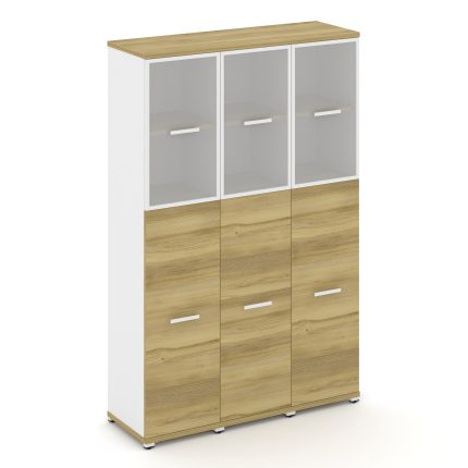Concept Шкаф 3 узкие секции, 5 ниш CN.STU-535 RMW W Дуб Винченцо/Белый Бриллиант/Металл Белый/Сатин