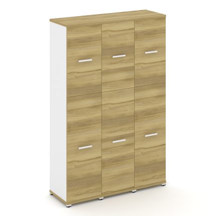 Concept Шкаф 3 узкие секции, 5 ниш CN.STU-535 W Дуб Винченцо/Белый Бриллиант/Металл Белый 1252*420*1