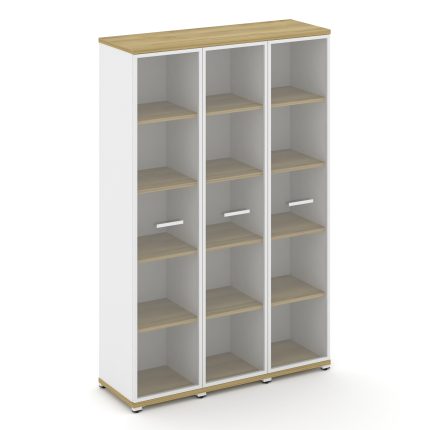 Concept Шкаф 3 узкие секции, 5 ниш CN.STU-538 RPW W Дуб Винченцо/Белый Бриллиант/Металл Белый/Прозра