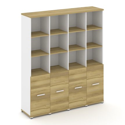 Concept Шкаф 4 узкие секции, 5 ниш CN.STU-541 W Дуб Винченцо/Белый Бриллиант/Металл Белый 1668*420*1