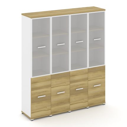 Concept Шкаф 4 узкие секции, 5 ниш CN.STU-542 RMW W Дуб Винченцо/Белый Бриллиант/Металл Белый/Сатин