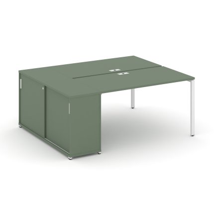 Concept Рабочая станция с опорным шкафом-купе CN.DRS-235 W Кобо/Металл Белый 1800*1480*750