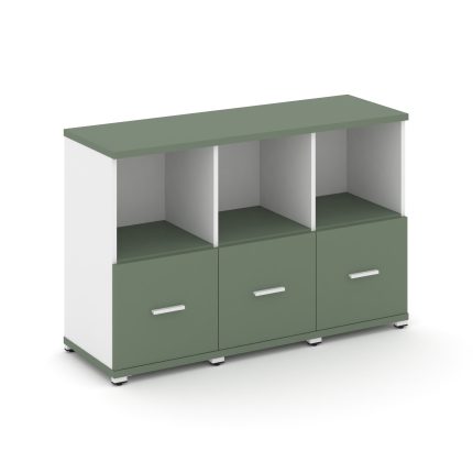 Concept Шкаф 3 узкие секции, 2 ниши CN.STU-231 W Кобо/Белый Бриллиант/Металл Белый 1252*420*818