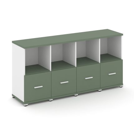 Concept Шкаф 4 узкие секции, 2 ниши CN.STU-241 W Кобо/Белый Бриллиант/Металл Белый 1668*420*818