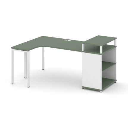 Concept Стол эргономичный с опорным стеллажом с верх. горизонтом CN.SA-204(L) Кобо/Белый Бриллиант/М