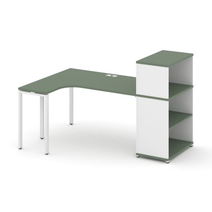 Concept Стол эргономичный с опорным стеллажом с надставкой низ. CN.SA-206(L) Кобо/Белый Бриллиант/Ме