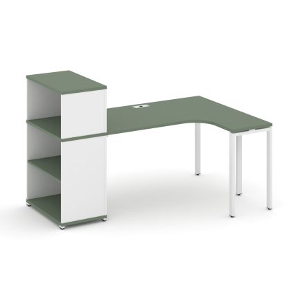 Concept Стол эргономичный с опорным стеллажом с надставкой низ. CN.SA-206(R) Кобо/Белый Бриллиант/Ме