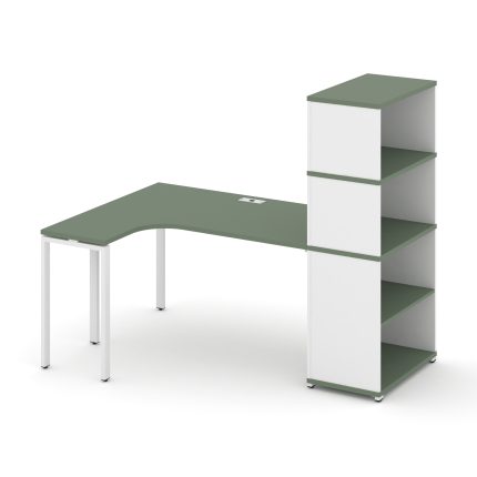 Concept Стол эргономичный с опорным стеллажом с надставкой выс. CN.SA-207(L) Кобо/Белый Бриллиант/Ме
