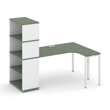 Concept Стол эргономичный с опорным стеллажом с надставкой выс. CN.SA-207(R) Кобо/Белый Бриллиант/Ме