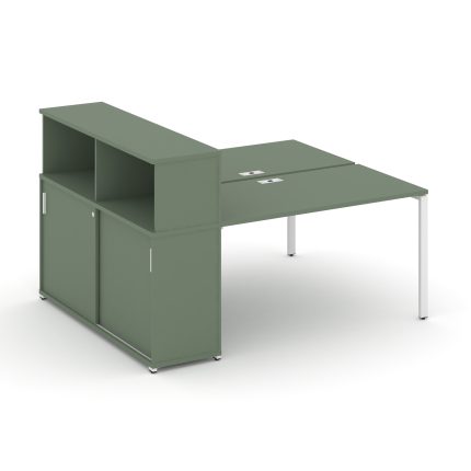 Concept Рабочая станция с опорным шкафом-купе с надставкой низ. CN.DRS-240 W Кобо/Металл Белый 2000*