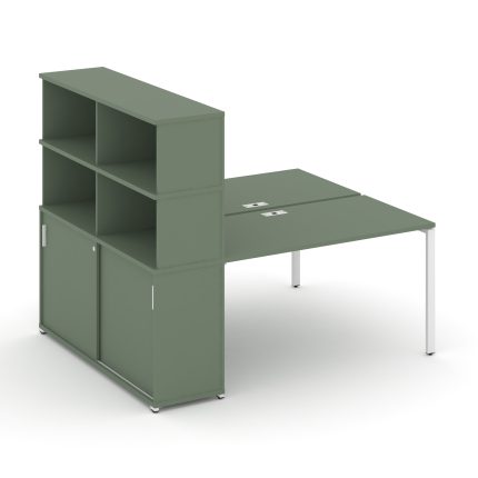 Concept Рабочая станция с опорным шкафом-купе с надставкой выс. CN.DRS-242 W Кобо/Металл Белый 1600*