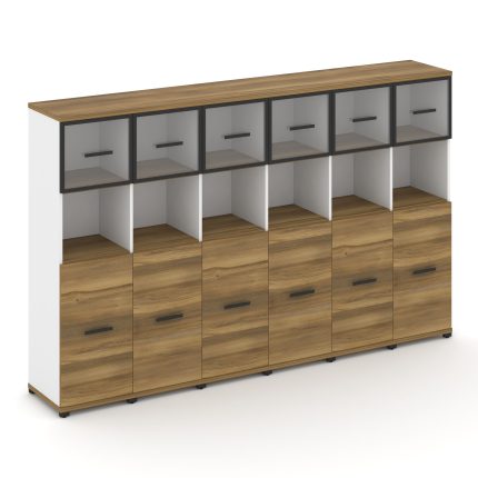 Concept Шкаф 6 узких секций, 4 ниши CN.STU-465 RPB B Сандал Янтарный/Белый Бриллиант/Металл Черный/П