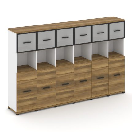 Concept Шкаф 6 узких секций, 4 ниши CN.STU-465 RMB B Сандал Янтарный/Белый Бриллиант/Металл Черный/С