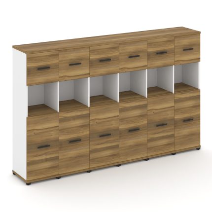 Concept Шкаф 6 узких секций, 4 ниши CN.STU-465 B Сандал Янтарный/Белый Бриллиант/Металл Черный 2500*