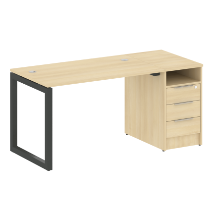 Metal System Quattro Рабочая станция с тумбой на О-образном м/к 50БО.РС-СТП-1.2 Акация Лорка/Металл