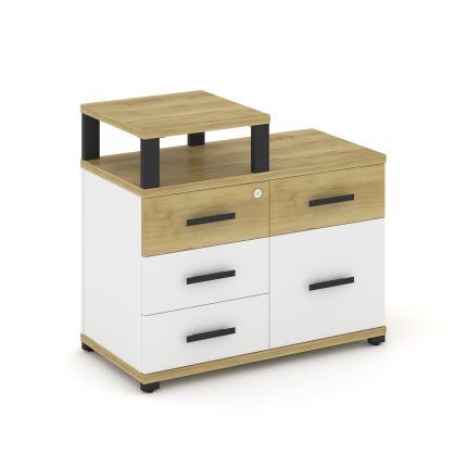 Concept Тумба приставная широкая 4 ящ.+1 распаш. фасад с надставкой узкой CN.TSP-011 B Дуб Винченцо/