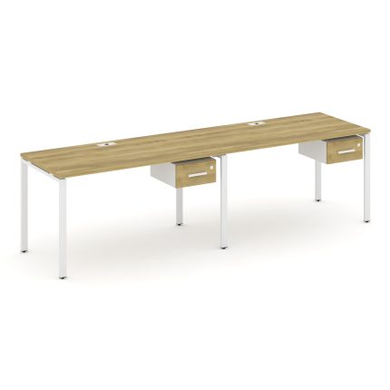 Concept Рабочая станция односторонняя с подвес. тумбами 2 места CN.ORS-111 W Дуб Винченцо/Белый Брил