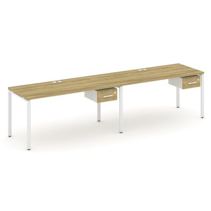 Concept Рабочая станция односторонняя с подвес. тумбами 2 места CN.ORS-112 W Дуб Винченцо/Белый Брил