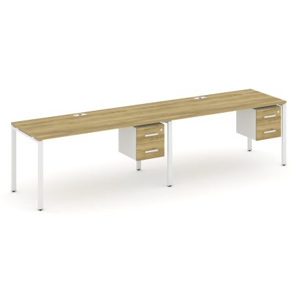 Concept Рабочая станция односторонняя с подвес. тумбами 2 места CN.ORS-116 W Дуб Винченцо/Белый Брил