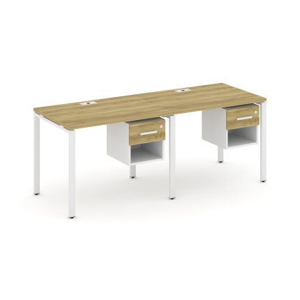 Concept Рабочая станция односторонняя с подвес. тумбами 2 места CN.ORS-117 W Дуб Винченцо/Белый Брил