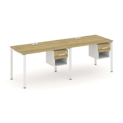 Concept Рабочая станция односторонняя с подвес. тумбами 2 места CN.ORS-118 W Дуб Винченцо/Белый Брил