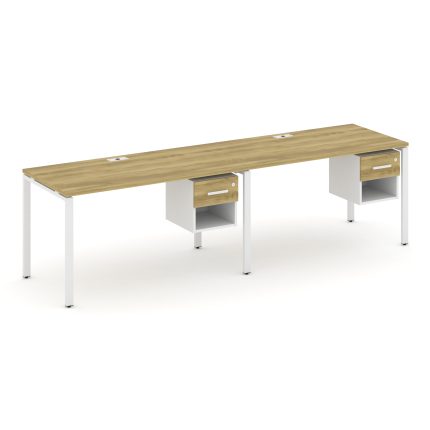 Concept Рабочая станция односторонняя с подвес. тумбами 2 места CN.ORS-119 W Дуб Винченцо/Белый Брил