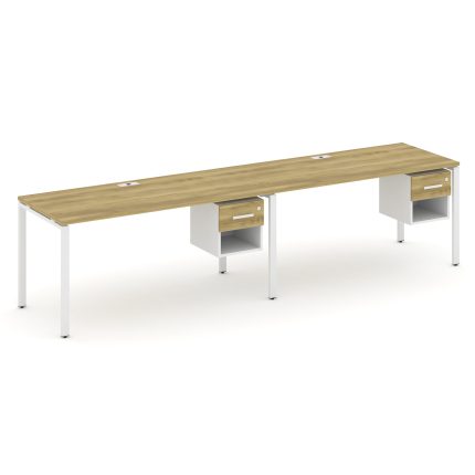Concept Рабочая станция односторонняя с подвес. тумбами 2 места CN.ORS-120 W Дуб Винченцо/Белый Брил