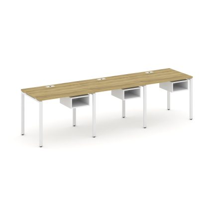 Concept Рабочая станция односторонняя с подвес. тумбами 3 места CN.ORS-121 Дуб Винченцо/Белый Брилли