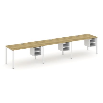 Concept Рабочая станция односторонняя с подвес. тумбами 3 места CN.ORS-127 Дуб Винченцо/Белый Брилли