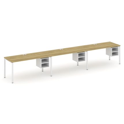 Concept Рабочая станция односторонняя с подвес. тумбами 3 места CN.ORS-128 Дуб Винченцо/Белый Брилли