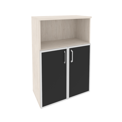 Onix Шкаф средний широкий O.ST-2.2 R black Денвер Светлый/Стекло Black 800*420*1207