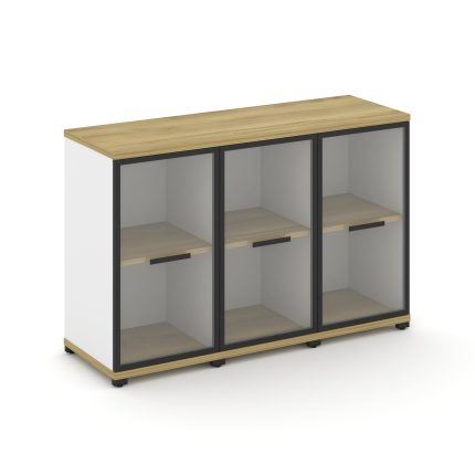 Concept Шкаф 3 узкие секции, 2 ниши CN.STU-233 RPB B Дуб Винченцо/Белый Бриллиант/Металл Черный/Проз