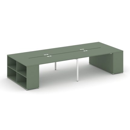 Concept Рабочая станция с опорными стеллажами CN.DRS-248 Кобо/Металл Белый 4000*1480*750