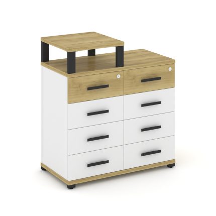 Concept Тумба приставная широкая 8 ящ. с надставкой узкой CN.TSP-014 B Дуб Винченцо/Белый Бриллиант/