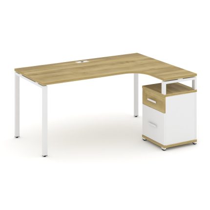 Concept Стол эргономичный с опорной тумбой CN.SA-308(R) W Дуб Винченцо/Белый Бриллиант/Металл Белый