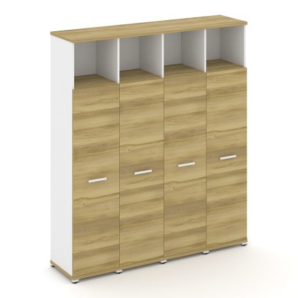 Concept Шкаф 4 узкие секции, 5 ниш CN.STU-546 W Дуб Винченцо/Белый Бриллиант/Металл Белый 1668*420*1