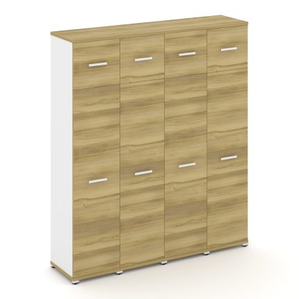 Concept Шкаф 4 узкие секции, 5 ниш CN.STU-547 W Дуб Винченцо/Белый Бриллиант/Металл Белый 1668*420*1