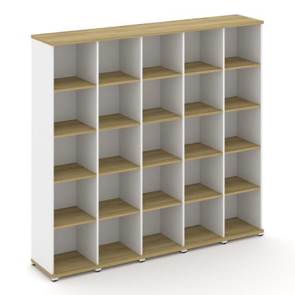 Concept Стеллаж 5 узких секций, 5 ниш CN.STU-550 Дуб Винченцо/Белый Бриллиант/Металл Белый 2084*420*