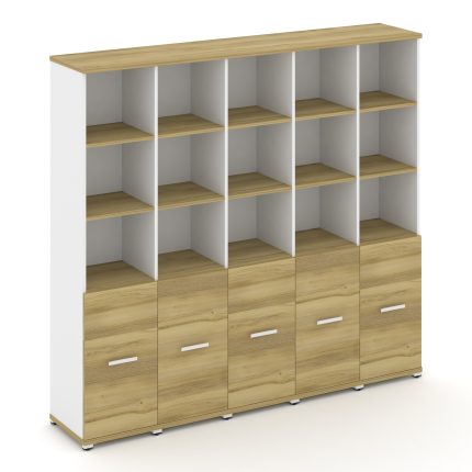 Concept Шкаф 5 узких секций, 5 ниш CN.STU-551 W Дуб Винченцо/Белый Бриллиант/Металл Белый 2084*420*1