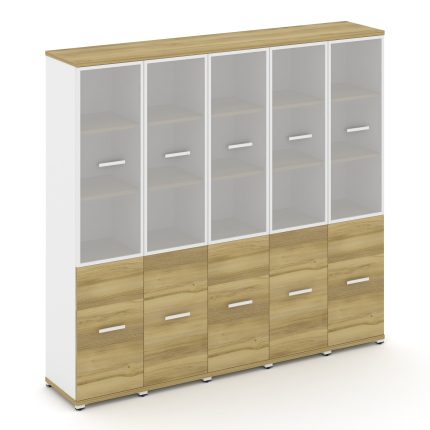 Concept Шкаф 5 узких секций, 5 ниш CN.STU-552 RMW W Дуб Винченцо/Белый Бриллиант/Металл Белый/Сатин