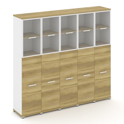 Concept Шкаф 5 узких секций, 5 ниш CN.STU-555 RPW W Дуб Винченцо/Белый Бриллиант/Металл Белый/Прозра