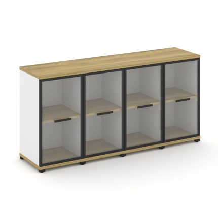 Concept Шкаф 4 узкие секции, 2 ниши CN.STU-243 RPB B Дуб Винченцо/Белый Бриллиант/Металл Черный/Проз