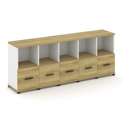 Concept Шкаф 5 узких секций, 2 ниши CN.STU-251 B Дуб Винченцо/Белый Бриллиант/Металл Черный 2084*420