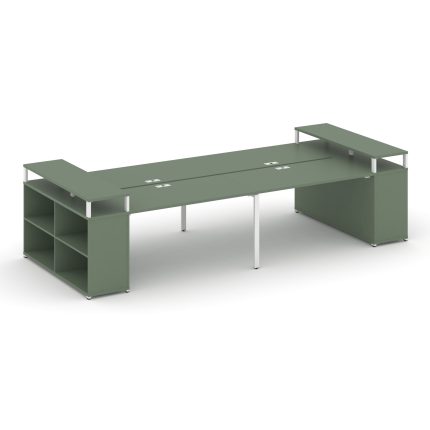 Concept Рабочая станция с опорными стеллажами с верх. горизонтами CN.DRS-250 Кобо/Металл Белый 3200*