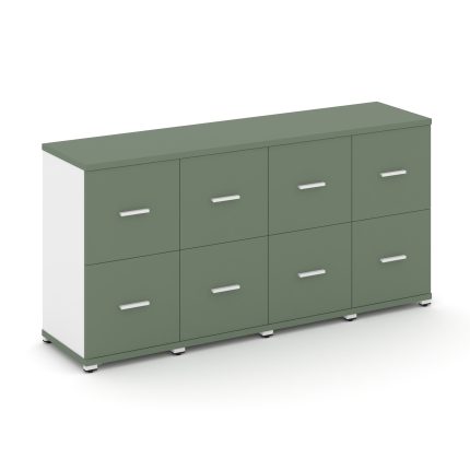 Concept Шкаф 4 узкие секции, 2 ниши CN.STU-242 W Кобо/Белый Бриллиант/Металл Белый 1668*420*818