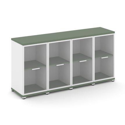 Concept Шкаф 4 узкие секции, 2 ниши CN.STU-243 RPW W Кобо/Белый Бриллиант/Металл Белый/Прозрачный 16