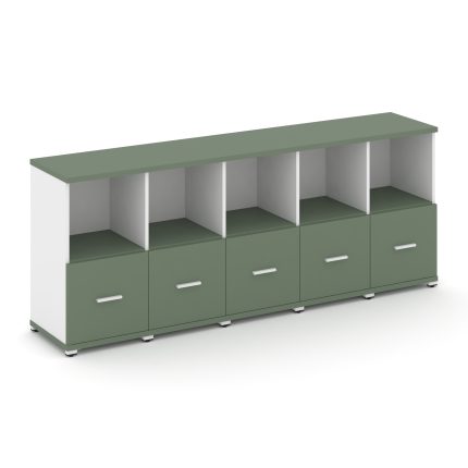 Concept Шкаф 5 узких секций, 2 ниши CN.STU-251 W Кобо/Белый Бриллиант/Металл Белый 2084*420*818