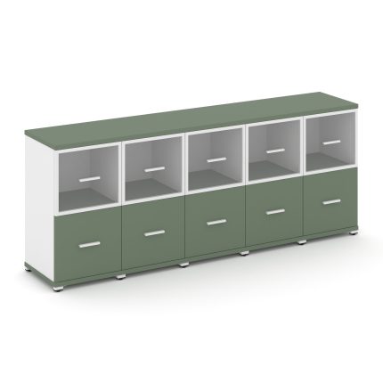 Concept Шкаф 5 узких секций, 2 ниши CN.STU-252 RPW W Кобо/Белый Бриллиант/Металл Белый/Прозрачный 20