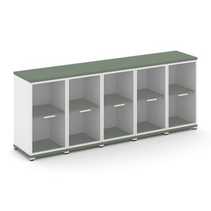 Concept Шкаф 5 узких секций, 2 ниши CN.STU-253 RPW W Кобо/Белый Бриллиант/Металл Белый/Прозрачный 20